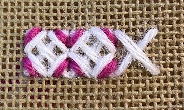 Rice stitch - an easy needlepoint stitch to learn