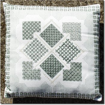 Blackwork isn't just for pictures to hang on the wall, blackwork samplers can be made into gorgeous cushions/pillows as these designs show