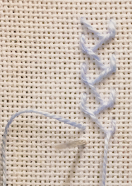 Straight sided feather stitch step 2